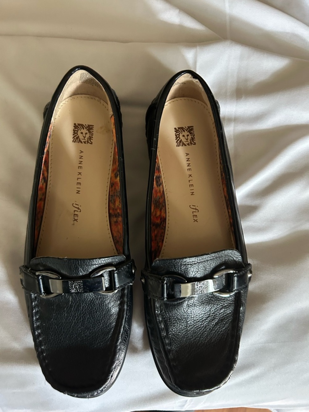Anne Klein Black Leather Bit Loafers